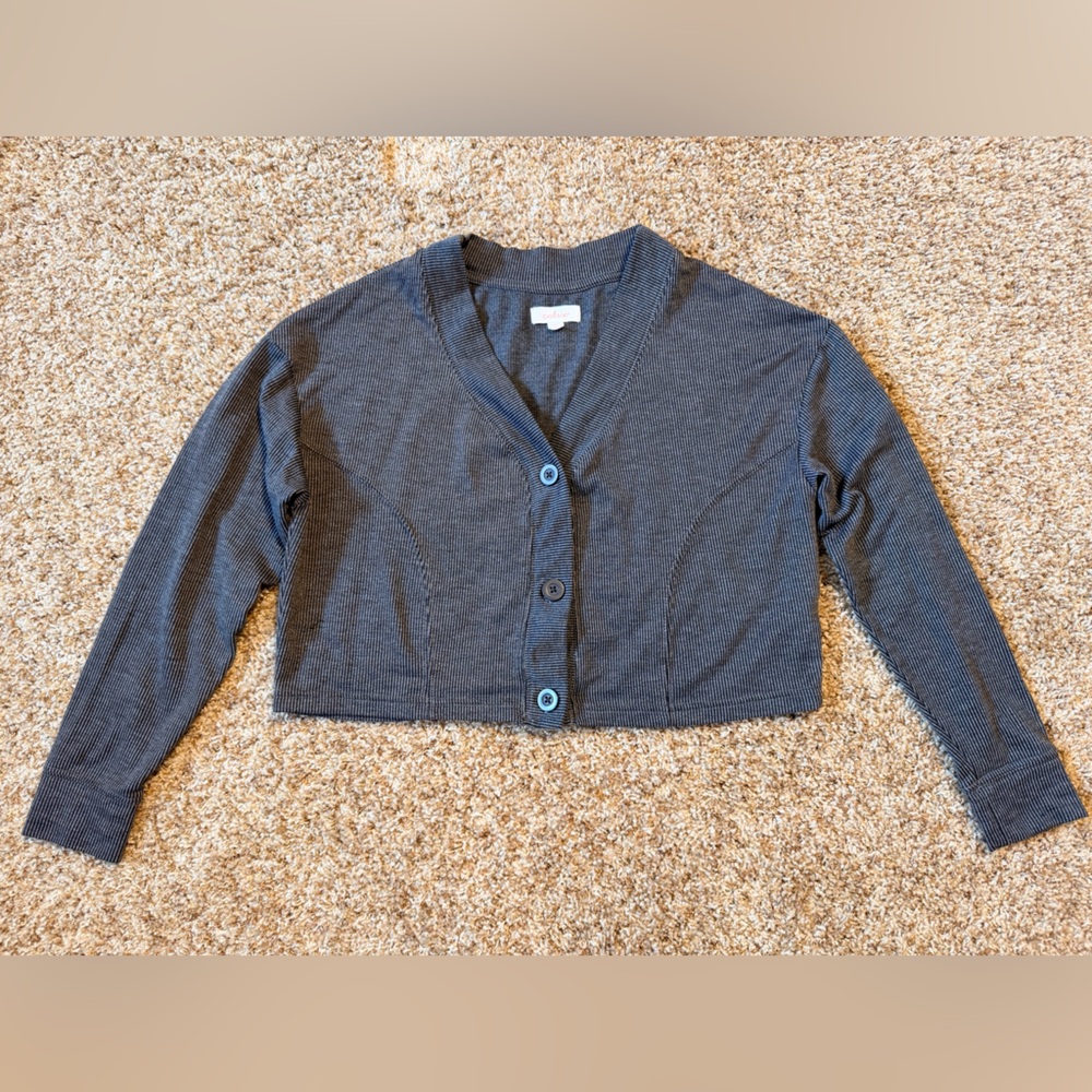 Colsie Gray Striped Cardigan